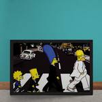 Quadro Decorativo Beatles Simpons Abbey Road