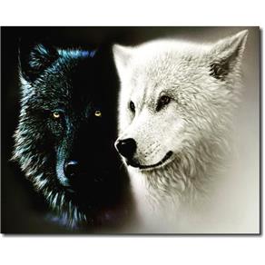 Quadro Decorativo Lobos Preto e Branco