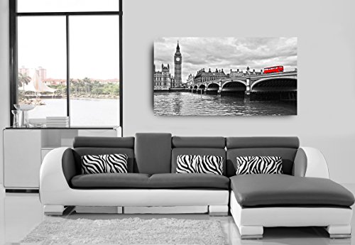 Quadro Decorativo Londres Preto e Branco 55X100