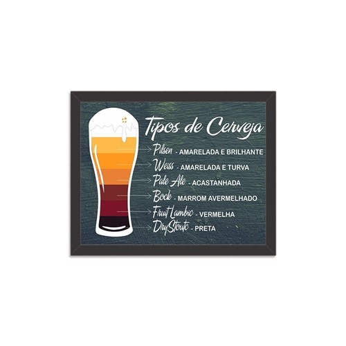 Quadro Decorativo Tipos de Cerveja Preto - MÃ©dio - Multicolorido - Dafiti