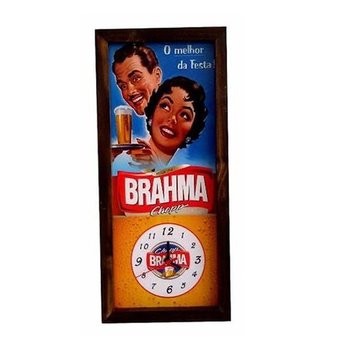Quadro Relógio de Parede Brahma Home Bar e Churrasqueira