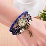 Quartz tecer em torno de couro Fishbone Bracelet Lady Mulher rel¨®gio de pulso DB