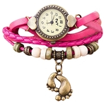 Quartz tecer em torno de couro pagado Bracelet Lady Mulher rel¨®gio de pulso