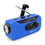 Rádio AM FM e NOAA 2000mAh Com Bateria Solar ou Manivela de Recarga USB Cor Azul