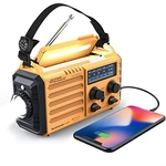 Rádio AM FM WB e NOAA 2000mAh Com Bateria Solar ou Manivela de Recarga USB Cor Amarelo