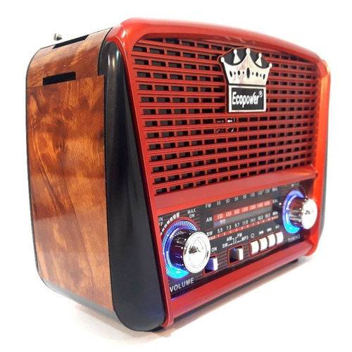 Radio Ecopower Ep-f108b Bluetooth / Usb / Radio Fm - Vermelho e Marrom