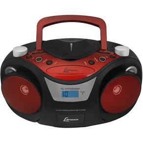 Rádio Lenoxx Boombox FM Estéreo Entrada USB e AUX , Preto/Vermelho