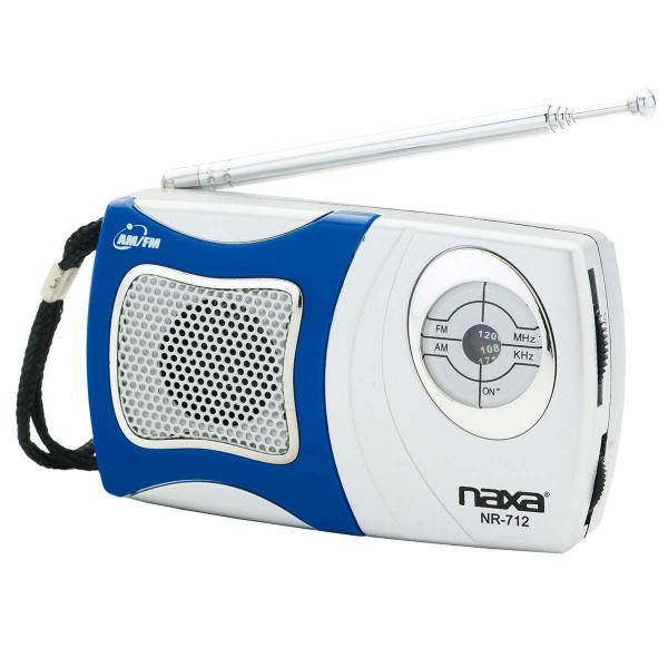 Rádio Portátil AM/FM com Alto-falante Integrado Naxa NR712 - Azul e Prata - Opeco