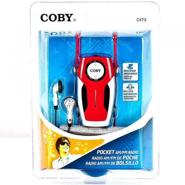 Rádio Portátil AM/FM de Alta Sensibilidade C/ Fone de Ouvido COBY CX73 Vermelho - Coby