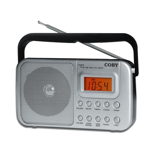 Rádio Portátil AM/FM/SW1/SW2 Coby com Relógio e Alarme - CR201