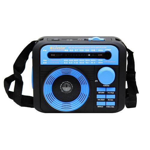 Rádio Portátil Cnn-r620 Am/fm/sw Mp3 USB Cartão Sd Pen Drive Azul Livstar