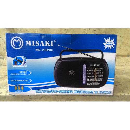 Radio Recarregavel Fm Am Sw1-7 Usb -Sd 10 Bandas Misaki