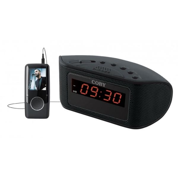 Rádio Relógio Am/Fm Original Preto Cra55blk Coby