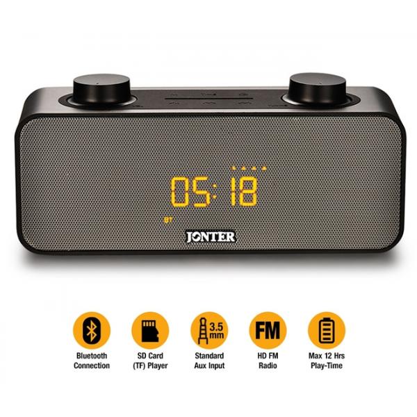 Radio Relogio Bluetooth Caixa de Som Portatil Extreme 10w Despertador Usb Sd Fm e Auxiliar Jonter - Gimp