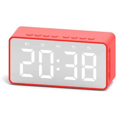 Radio Relogio BT506 Bluetooth Espelho e Alarme Vermelho