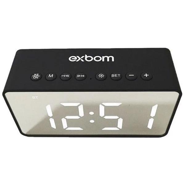 Rádio Relógio com Visor Espelho e Bluetooth Preto Exbom CS-MT6BT