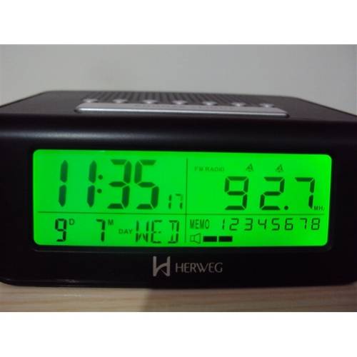 Radio Relogio Despertador Digital Am/Fm Lcd com Luz Verde com Calendario e Iluminação Noturna Herweg