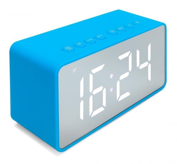 Rádio Relógio Despertador Digital Caixa de Som Bluetooth - Azul - Aec