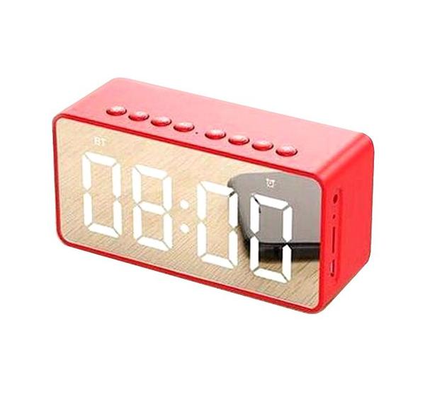 Rádio Relógio Despertador Digital Caixa de Som Bluetooth - Vermelho - Aec