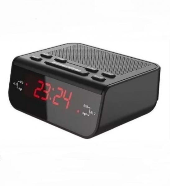 Rádio Relógio Despertador Digital de Mesa Lelong LE-671 Am Fm Preto Bivolt