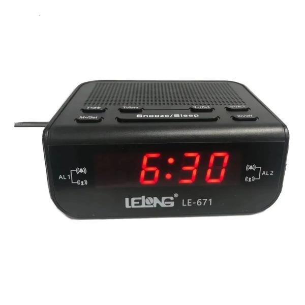 Radio Relógio Despertador Digital Lelong 671