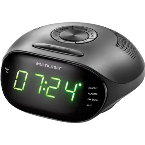 Rádio Relógio Digital 5W Led Verde Bivolt - Sp202 - Multilaser