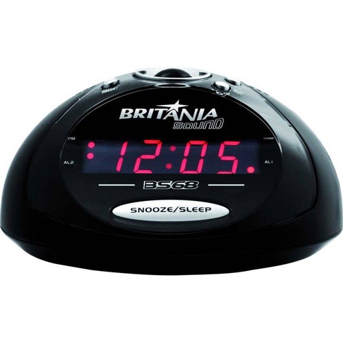 Rádio Relógio Digital Am/fm Bivolt com Despertador e Função Backup - Britânia Bs68