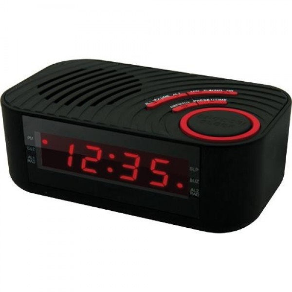 Rádio- Relógio Digital AM/FM com 2 Alarmes e Entrada Auxiliar Preta - CBCR100 - Coby