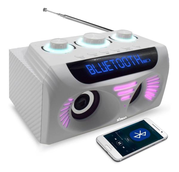 Rádio Relógio Digital Bluetooth Sd Fm Usb Aux 65w Rms Branco - Xtrad