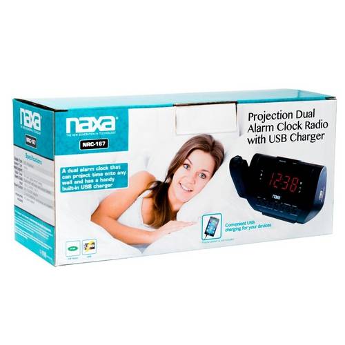 Rádio-Relógio Digital com Projetor de Horas e Carregador Usb - Nrc-167