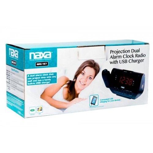 Rádio-relógio Digital com Projetor de Horas e Carregador Usb Preta - Nrc-167 - Naxa