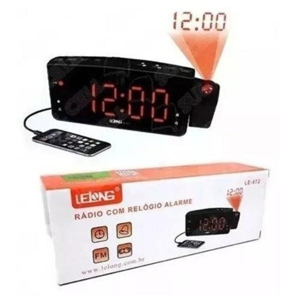Rádio Relógio Digital com Projetor e Despertador Lelong 672