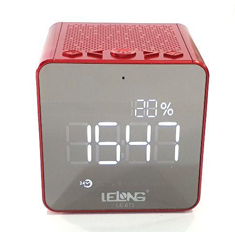 Rádio Relógio Digital Espelhado Bluetooth/Aux/Fm/Sd Vermelho - Lelong