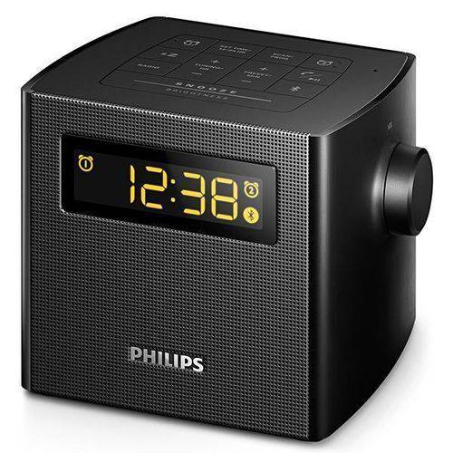 Relógio com Despertador + Função Speaker Philips Ajt4400 2w Bluetooth Fm 2v - Preto