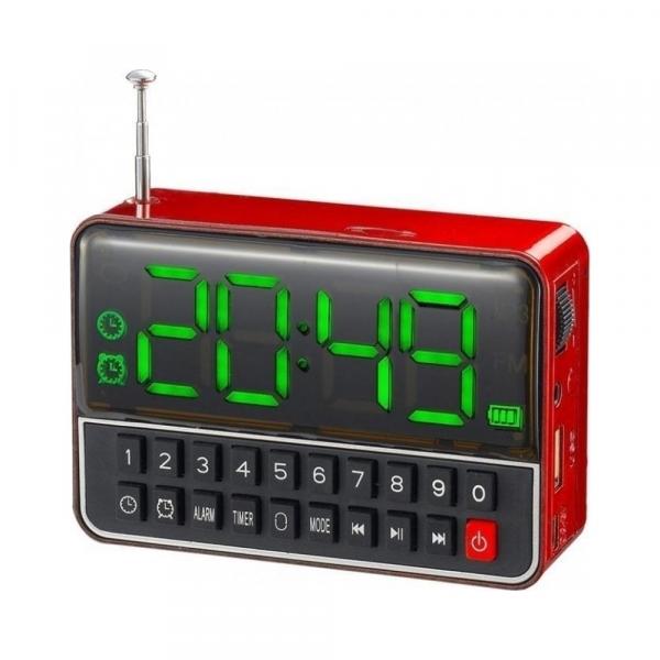 Rádio Relógio FM C/ Entr USB/Alarme/Mp3 e Auxiliar Vermelho - Importado