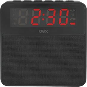 Rádio Relógio FM e Bluetooth OEX CS100 Preto