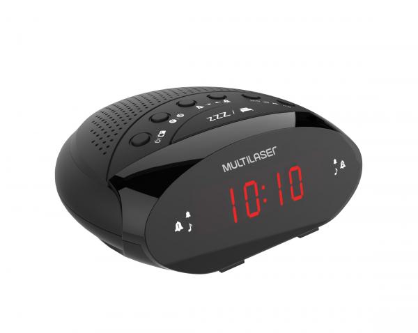 Rádio Relógio Multilaser Digital 3W RMS FM Preto SP352