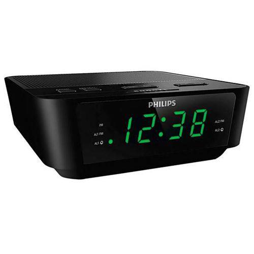 Rádio Relógio Philips Aj3116m/37 200mw com Fm/2 Alarmes Bivolt - Preto