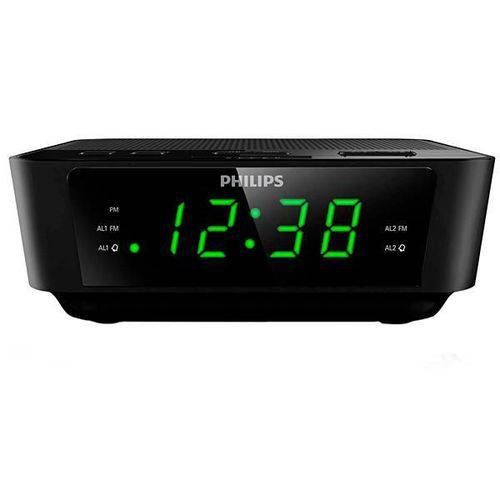 Rádio Relógio Philips Aj3116m/37 200mw com Fm/2 Alarmes Bivolt - Preto