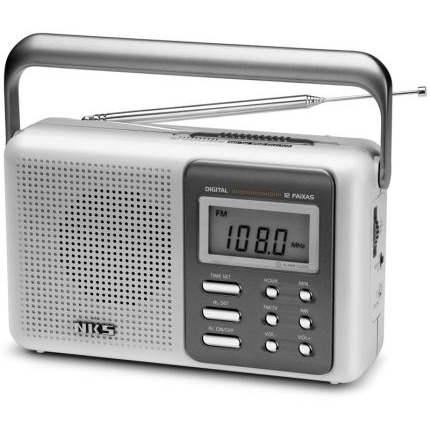 Rádio Relógio Portátil com Despertador Display Digital Ac122 Nks