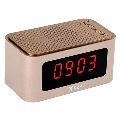 Rádio Relógio X-Tech Xt-Sb535 Bluetooth / Usb / Cartão Sd / Fm / Tf - Dourado