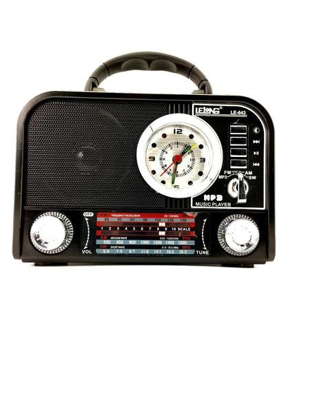 *Rádio Retrô Recarregável AM/FM/SD/Bluetooth LE-643 Lelong