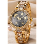 Rápido a venda ocasional relógio de quartzo das mulheres populares, Pentagram estrela incrustada com tendência de moda diamante Assista