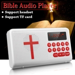 Recarregável Leitor de Áudio da Bíblia Eletrônica Ouça LED TF Cartão Plástico Branco