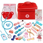 Crianças Simulação de madeira Bag Medicine Box Finja Jogo de Simulação Doctor Toy Injection