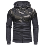 Homens Camuflagem Color Matching Casual Fino Zipper moletom com capuz pullover