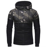 Homens Camuflagem Color Matching Casual Fino Zipper Moletom Com Capuz