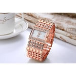 Rose Gold Decor Rhinestone pulseira relógios Mulheres senhoras de cristal de quartzo Relógios de pulso