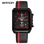 SANDA Sports Men's Watch Chronograph Leather Strap Quartz Military Table Male