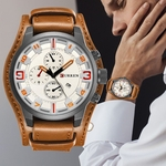 Luxury Date Sports Military Clock Leather Strap Quartz Business Men's Watch